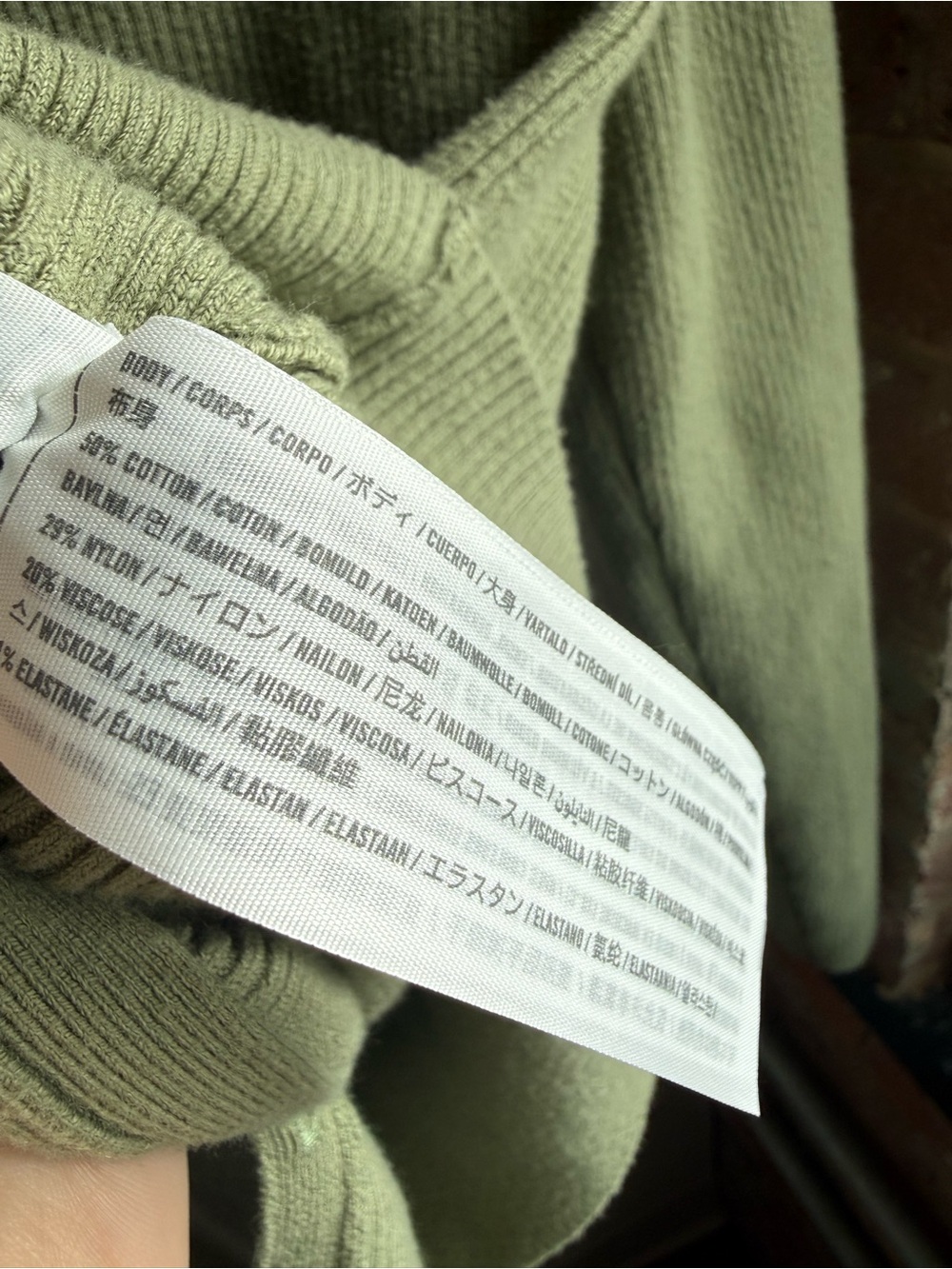 Abercrombie & Fitch Ribbed Button-Front Cardigan in Sage - Picture 4 of 4